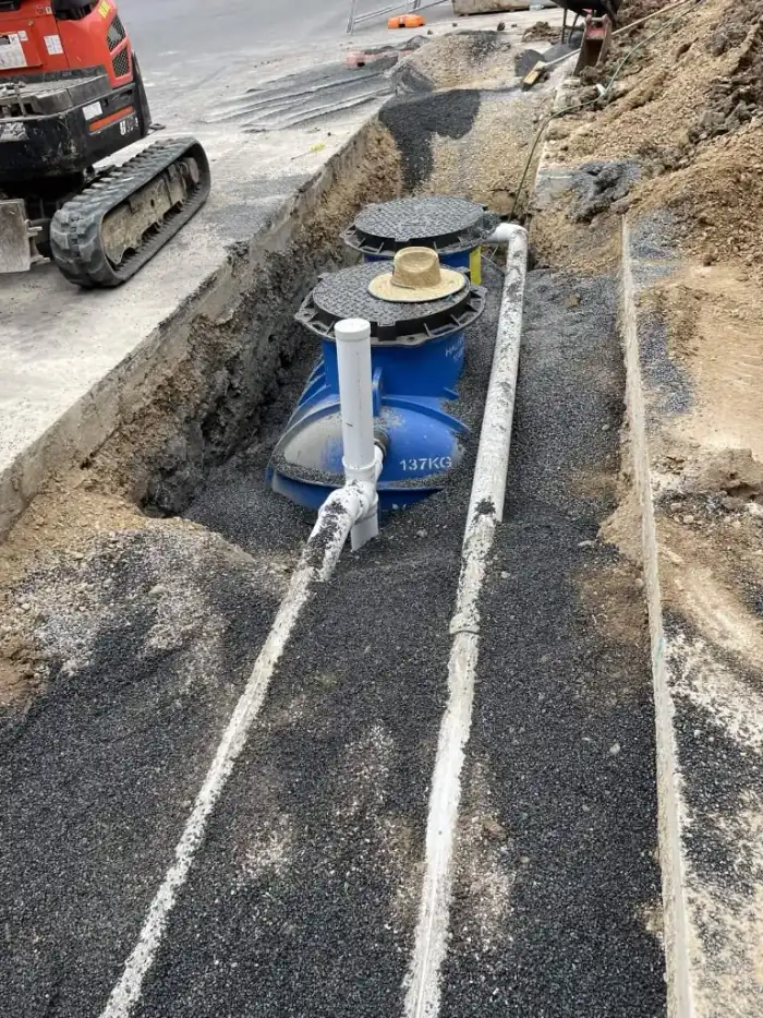 Underground drainage and civil hydraulic plumbing work during construction